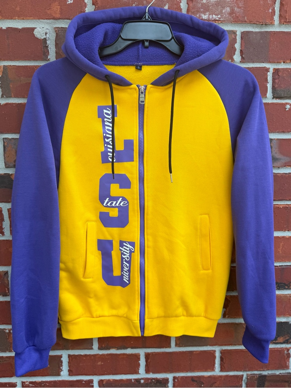 LSU Tigers Louisiana State University Men’s S Gold Purple Full-Zip Hoodie Jacket